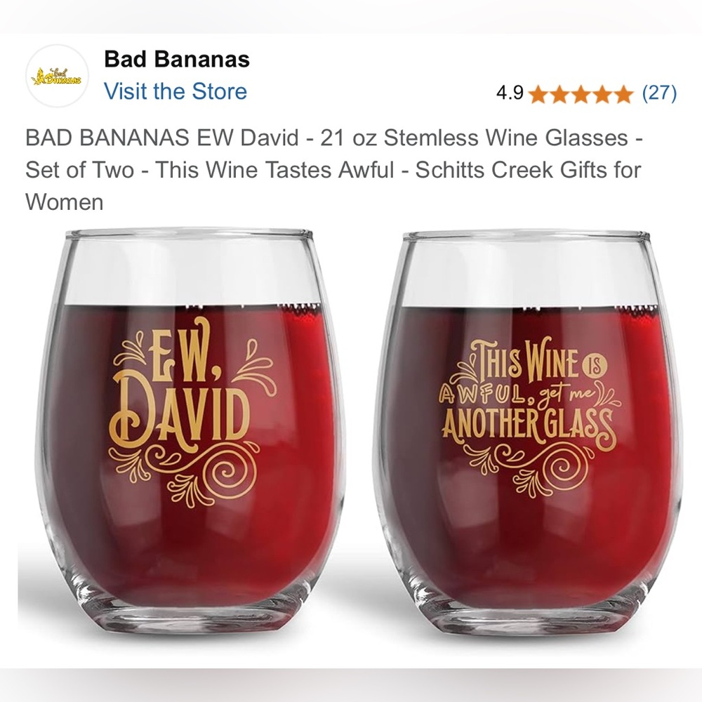 Bad Bananas Stemless Wine Glasses - Set of Two